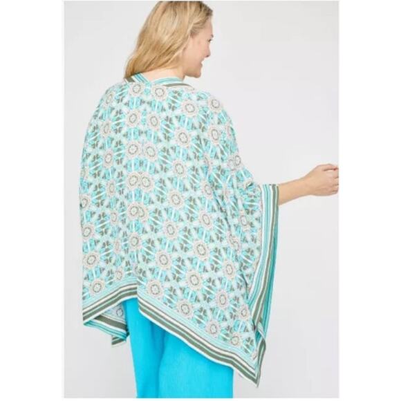 Catherines NWT Boho Artsy Lightweight Multicolor Open Kimono Top Size 0X 1X - Picture 2 of 8